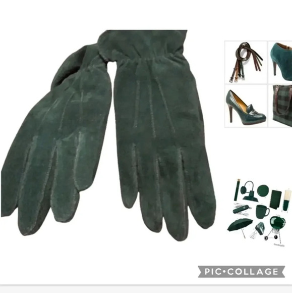 Fownes forest green suede gloves L‎ - Picture 1 of 5